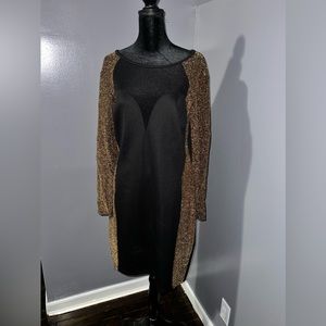 Black and Gold Make MIDI Dress
